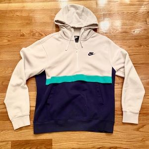 Nike Long Sleeve Hoodie in Blue/Green/White